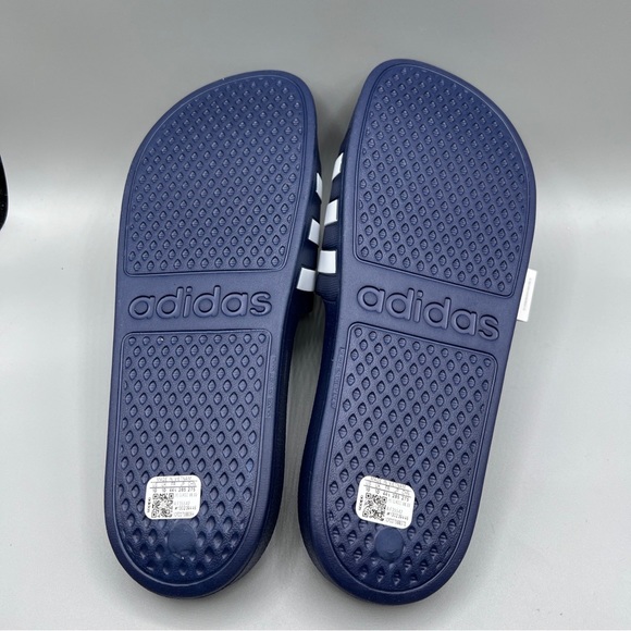 adidas Unisex Adilette Aqua Slides‎ Sandal, Dark Blue/White/Dark Blue, 10 US Men